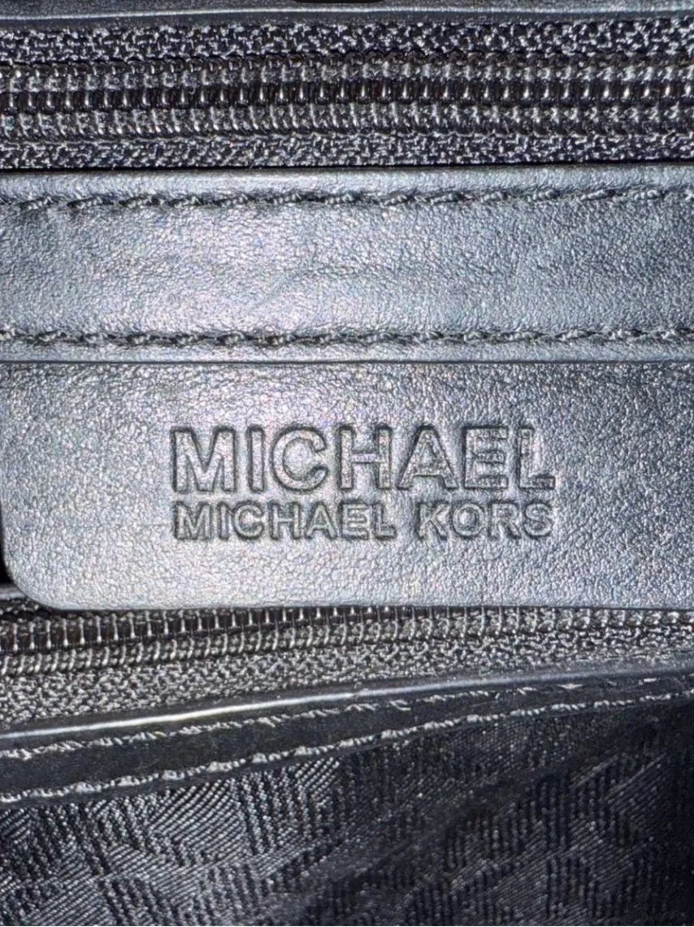 Michael Kors Black Leather Tote Satchel with Gold Accent